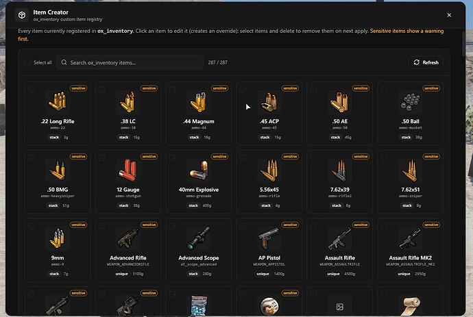 spoodyItemCreator | Outil de création d'objets en jeu pour ox_inventory