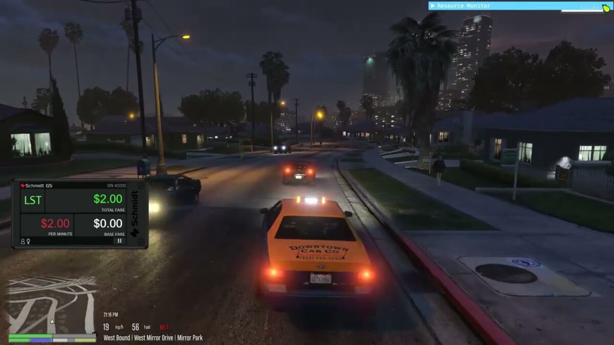 Aperçu du gameplay du taximètre NoPixel avec le taximètre UI