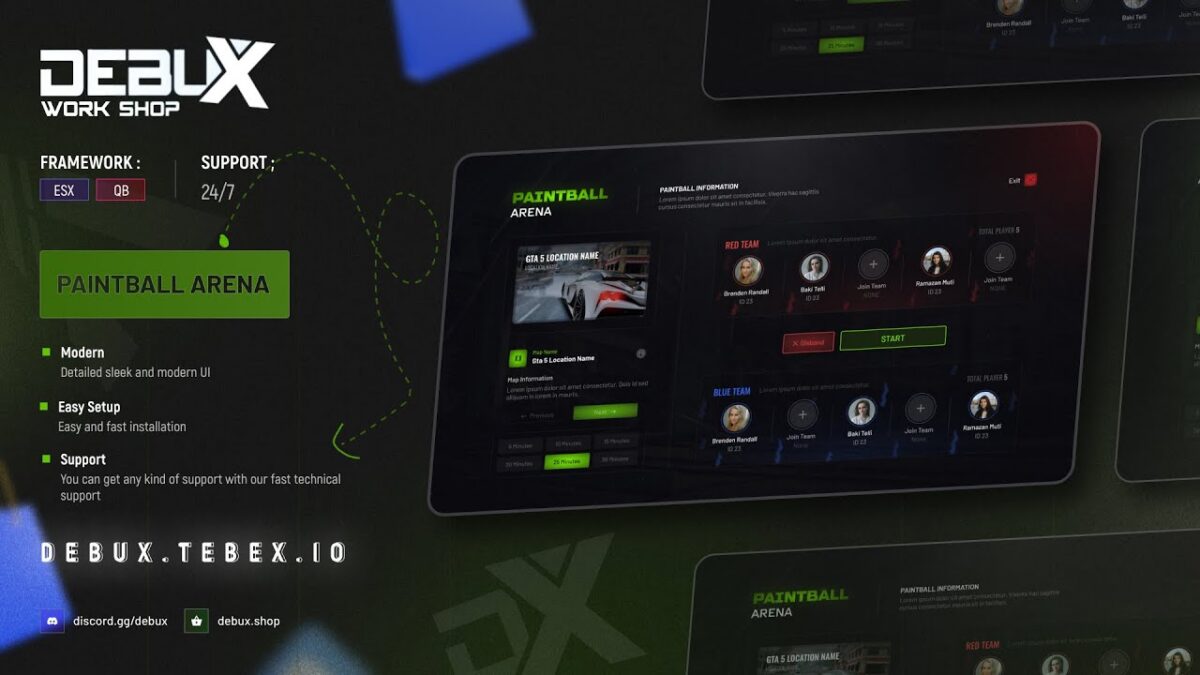 Aperçu du produit Paintball Arena avec support UI et framework