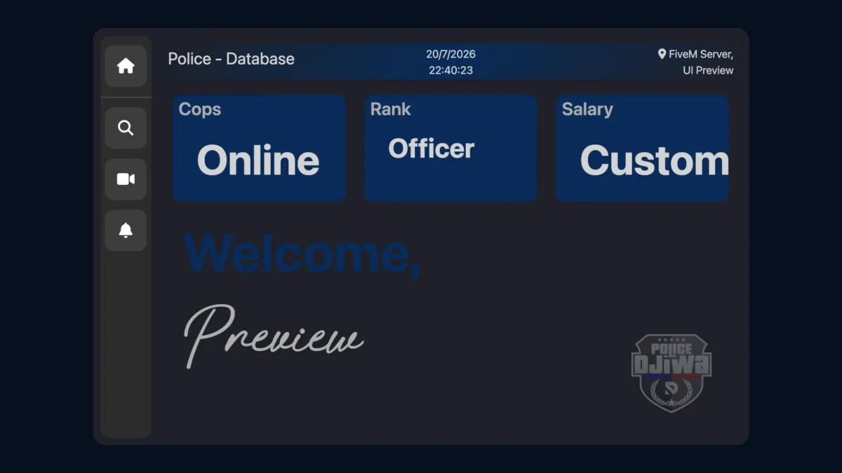 ADS Police Script — verified in-package MDT UI preview Aperçu de l'interface MDT du script ADS Police dans le package