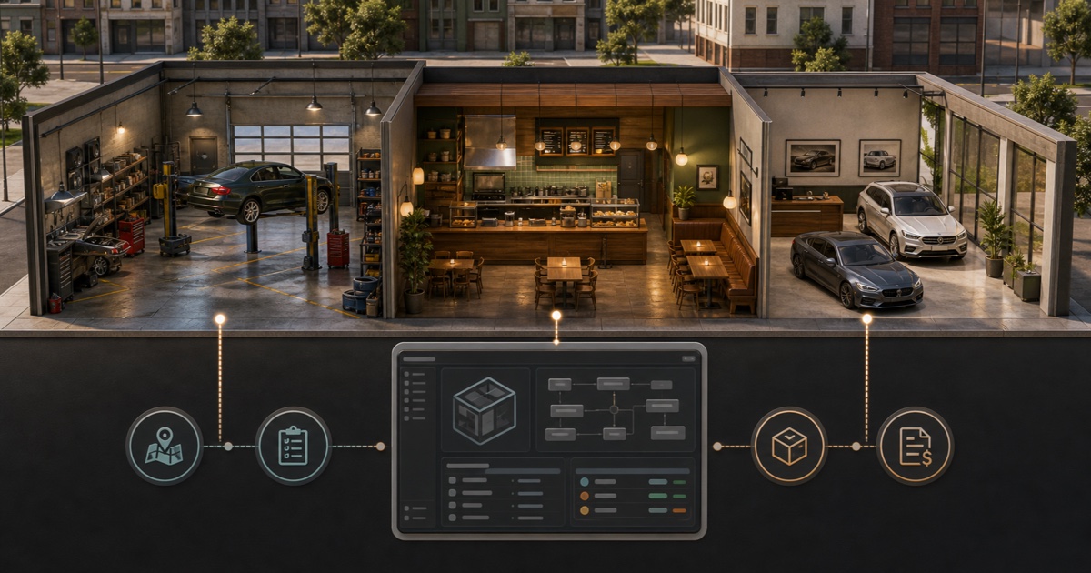FiveM business interior with job, inventory and billing configuration panels