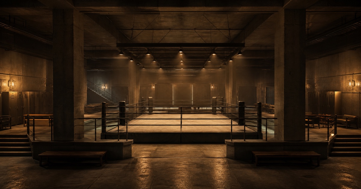 Underground industrial fight club interior for a FiveM MLO guide