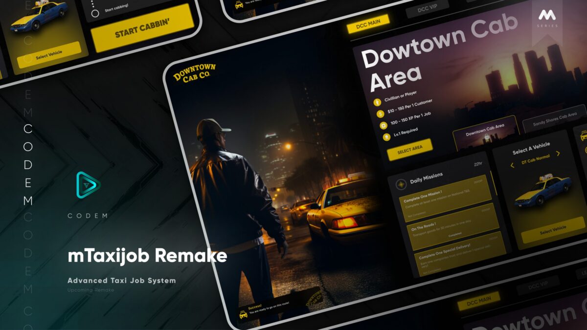 CodeM mTaxiJob — Vista previa del recurso Advanced Taxi Script FiveM 6
